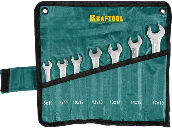 Набор рожковых гаечных ключей EXPERT KRAFTOOL 27033-H7, 8-19 мм, 7 шт