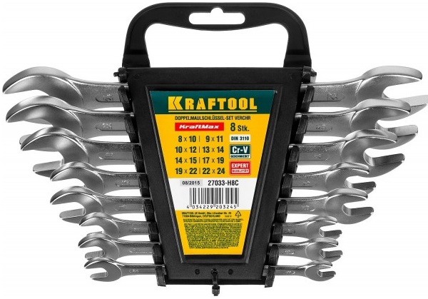 Набор рожковых гаечных ключей EXPERT KRAFTOOL 27033-H8C, 8-24 мм, 8 шт