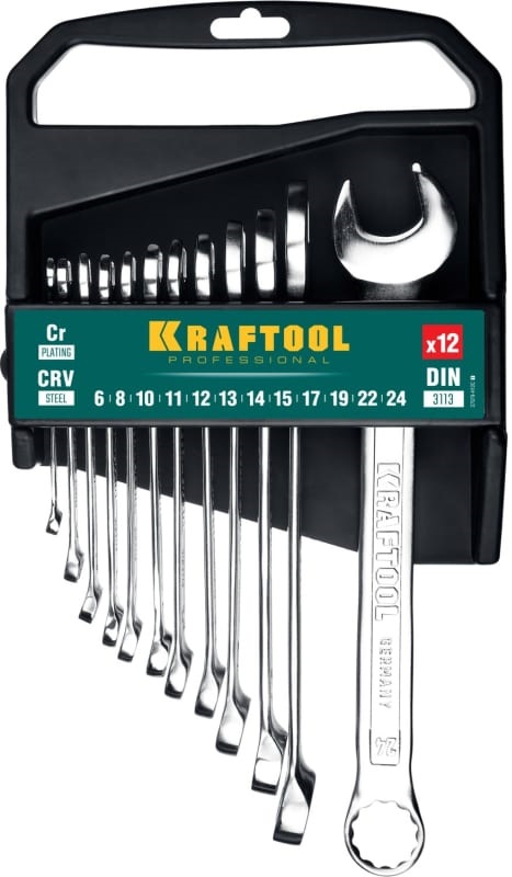 Набор комбинированных гаечных ключей KRAFTOOL 27079-H12C_z01, 12 шт, 6-24 мм 