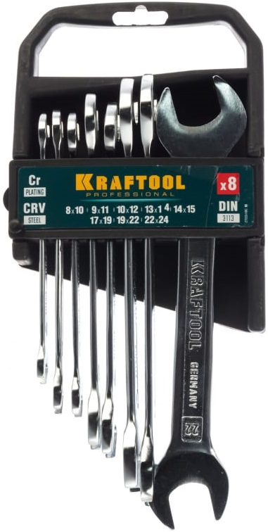 Набор рожковых гаечных ключей KRAFTOOL 27033-H8C_z01, 8 шт, 8-24 мм 