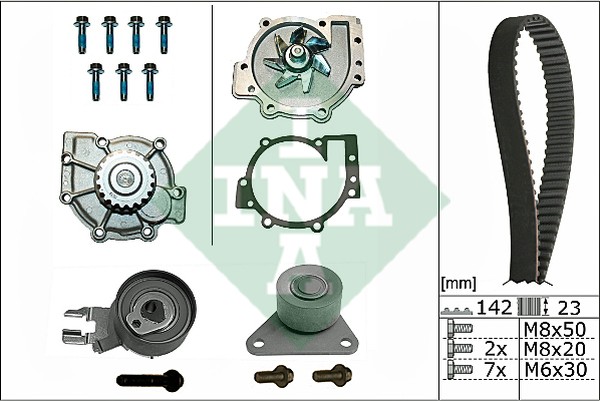 Комплект ремня ГРМ с водяным насосом VOLVO S40 Ina 530 0467 30