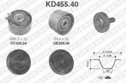 Комплект ремня ГРМ ВАЗ Largus NTN / SNR KD455.40