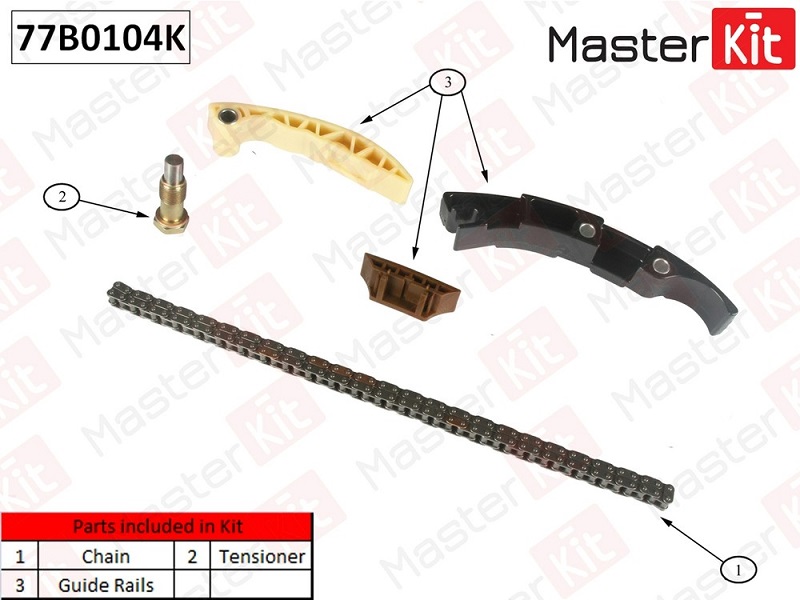 Комплект цепи ГРМ Audi A3 Masterkit 77B0104K