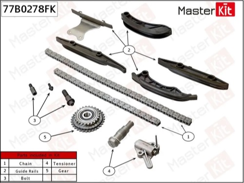 Комплект цепи ГРМ BMW 3 Masterkit 77B0278FK