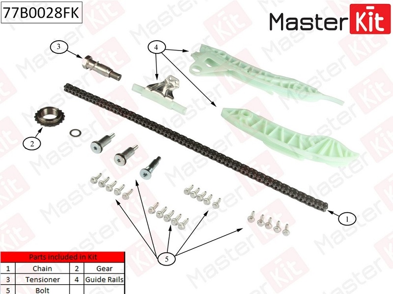 Комплект цепи ГРМ CITROEN C3 Masterkit 77B0028FK