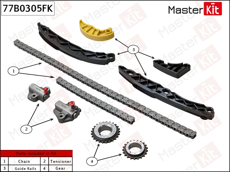 Комплект цепи ГРМ KIA STINGER Masterkit 77B0305FK