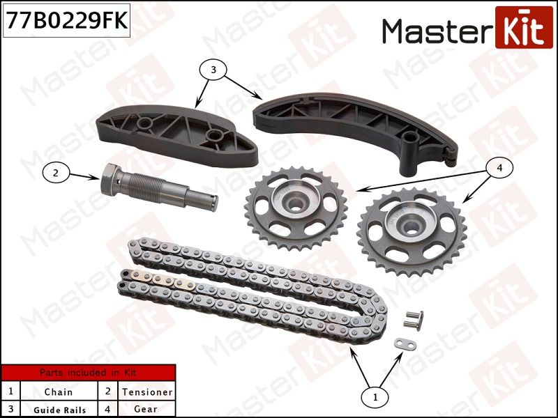 Комплект цепи ГРМ MERCEDES-BENZ C-CLASS Masterkit 77B0229FK