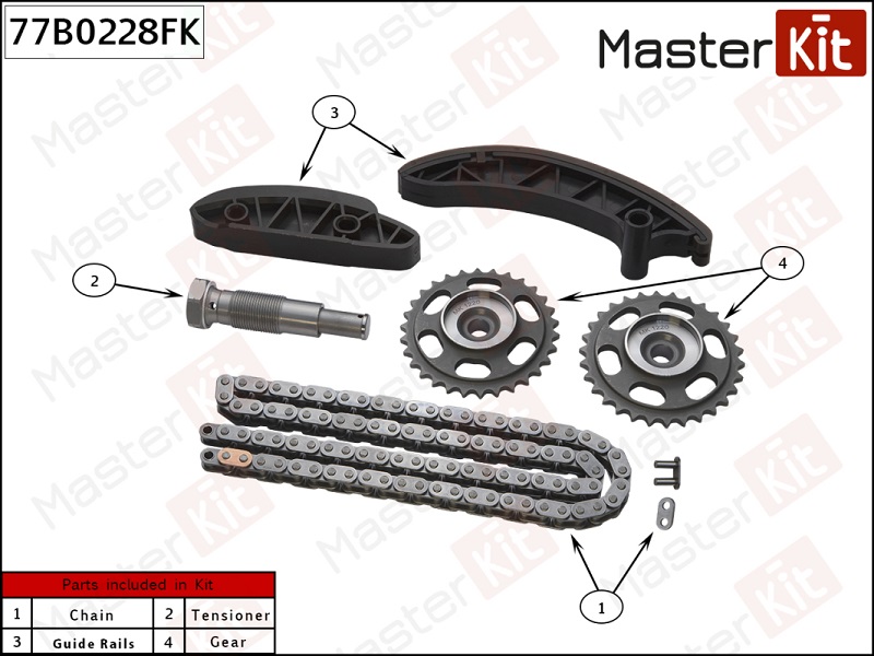 Комплект цепи ГРМ MERCEDES-BENZ C-CLASS Masterkit 77B0228FK