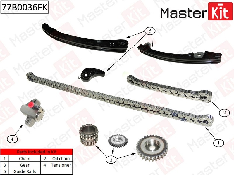 Комплект цепи ГРМ NISSAN Almera Masterkit 77B0036FK