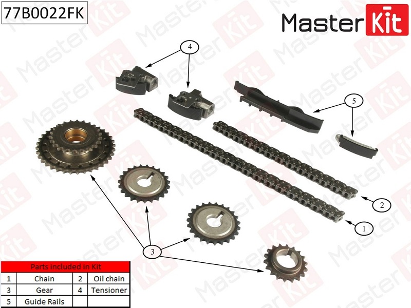 Комплект цепи ГРМ NISSAN Micra Masterkit 77B0022FK