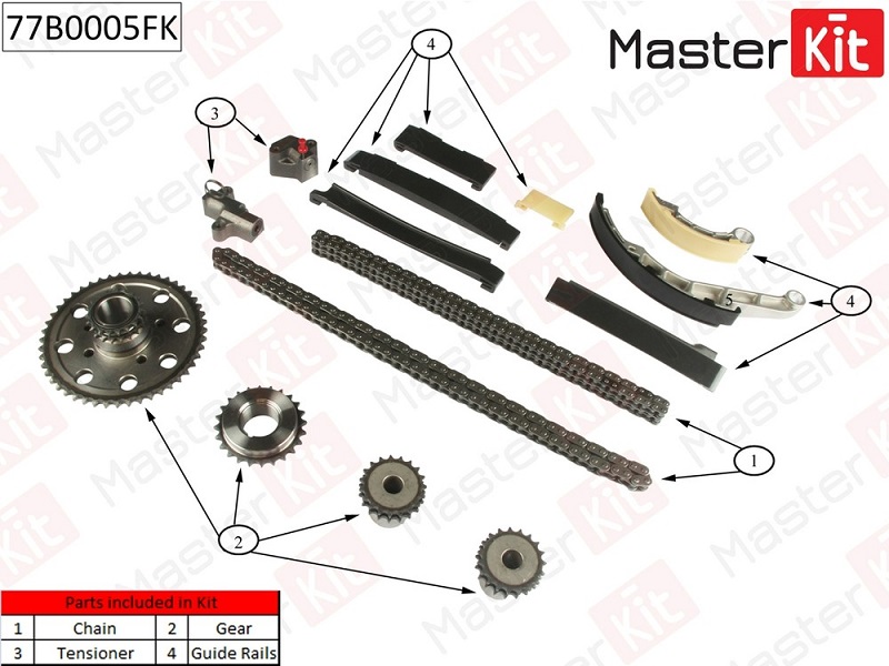 Комплект цепи ГРМ NISSAN Navara Masterkit 77B0005FK