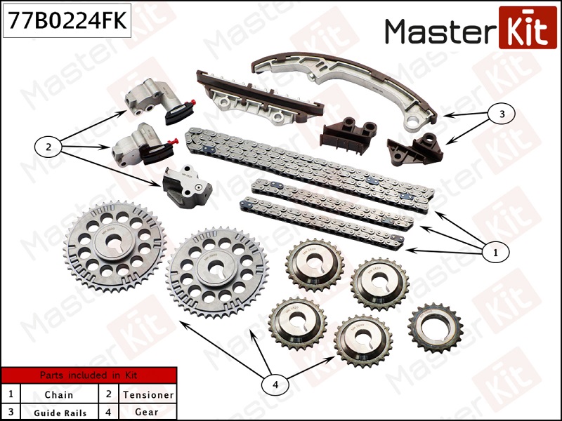 Комплект цепи ГРМ Nissan CEDRIC Masterkit 77B0224FK