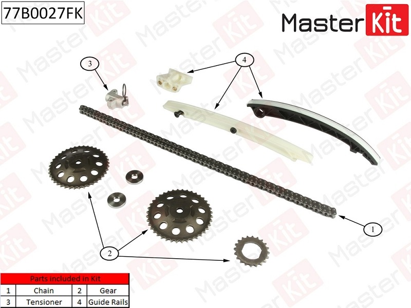 Комплект цепи ГРМ Opel Astra Masterkit 77B0027FK