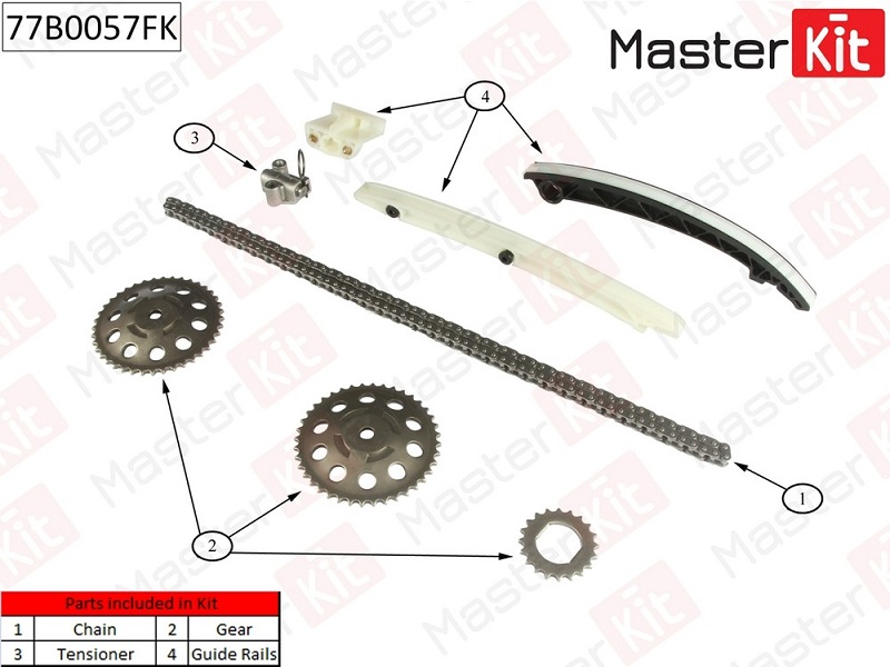 Комплект цепи ГРМ Opel Astra Masterkit 77B0057FK