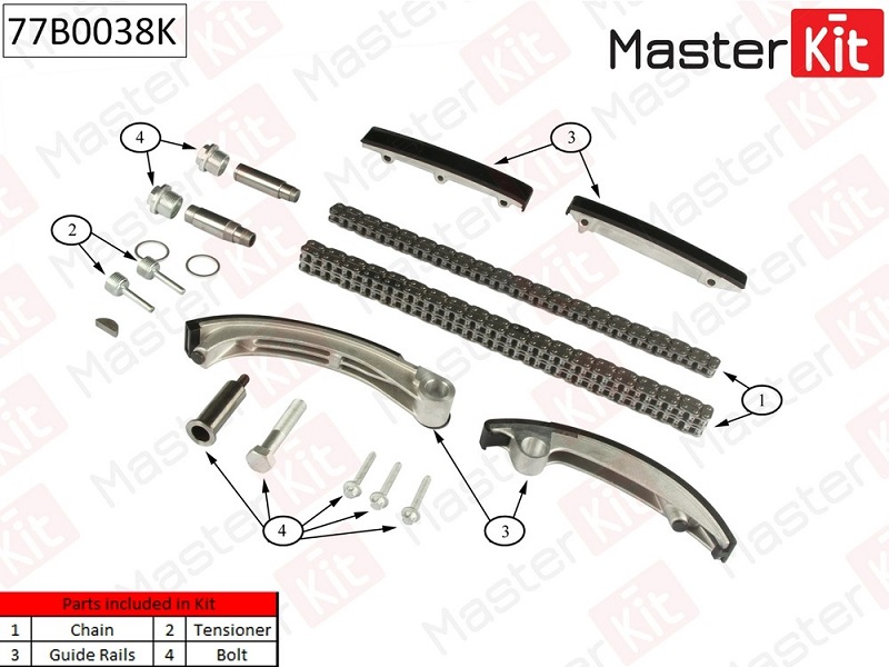 Комплект цепи ГРМ Opel Vectra Masterkit 77B0038K