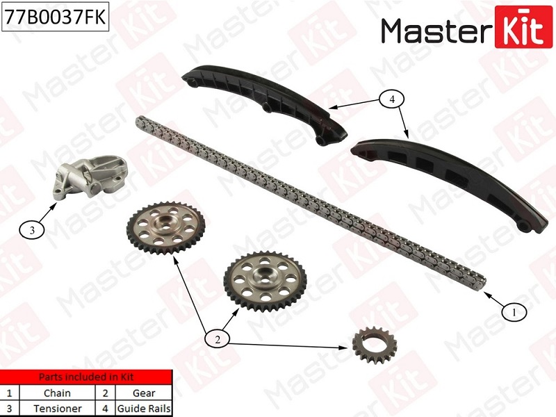 Комплект цепи ГРМ SKODA FABIA Masterkit 77B0037FK