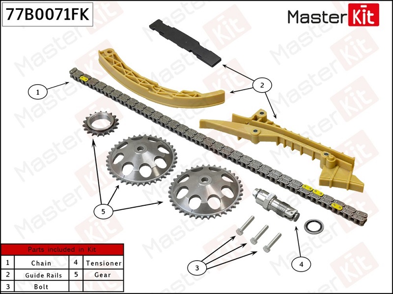 Комплект цепи ГРМ Saab 9-3 Masterkit 77B0071FK