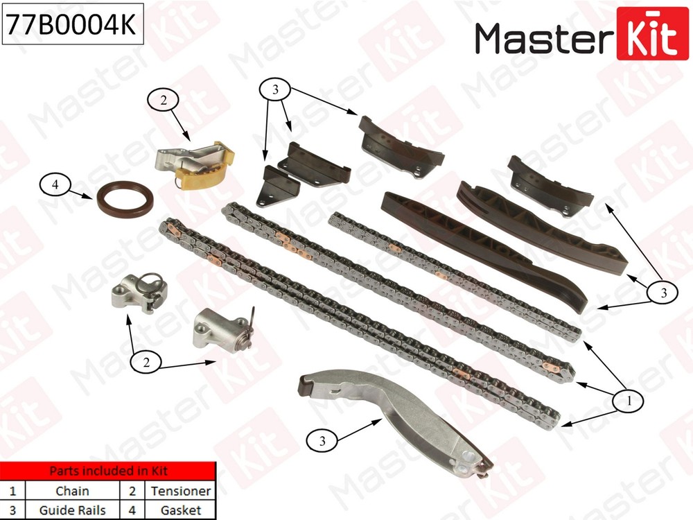 Комплект цепи ГРМ HYUNDAI H-1 Masterkit 77B0004K