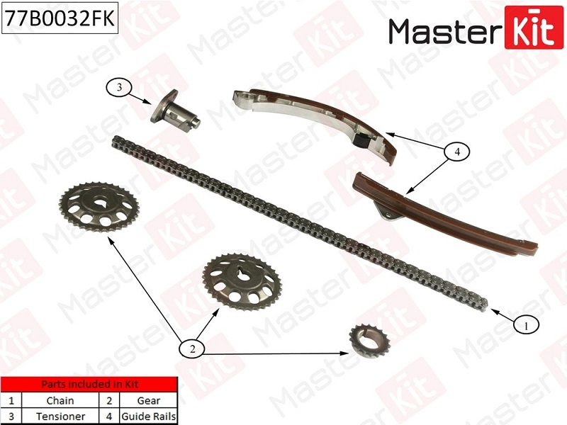 Комплект цепи ГРМ TOYOTA AVENSIS Masterkit 77B0032FK