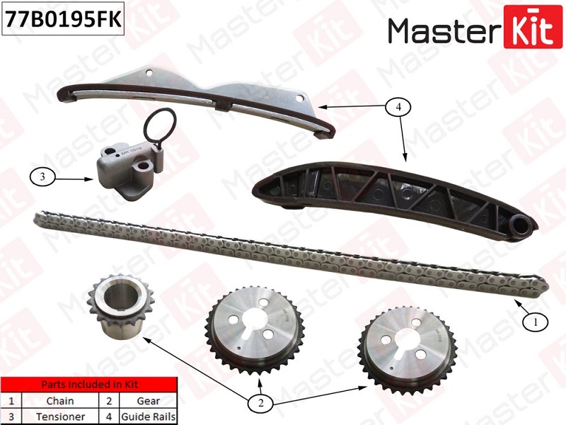 Комплект цепи ГРМ CHEVROLET SPARK Masterkit 77B0195FK