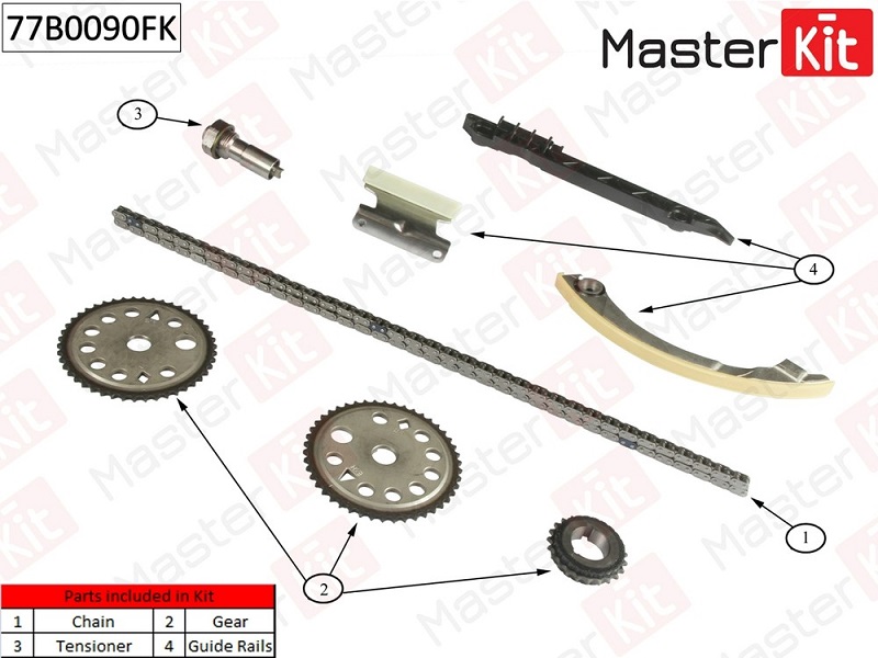 Комплект цепи ГРМ OPEL VECTRA Masterkit 77B0090FK