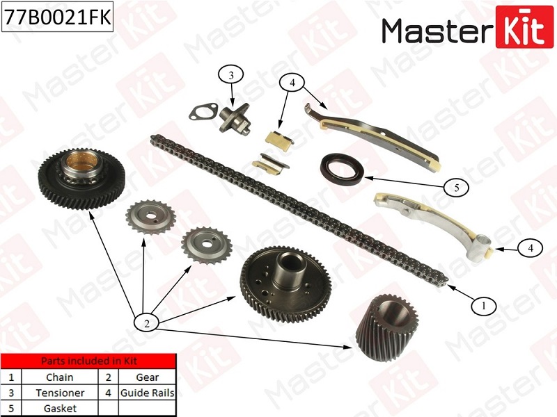 Комплект цепи ГРМ MITSUBISHI PAJERO Masterkit 77B0021FK