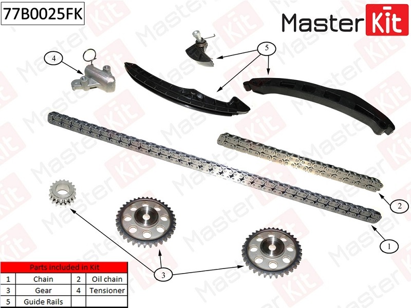 Комплект цепи ГРМ AUDI A3 Masterkit 77B0025FK