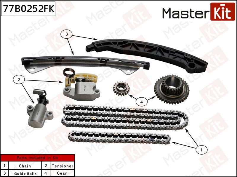 Комплект цепи ГРМ NISSAN QASHQAI Masterkit 77B0252FK