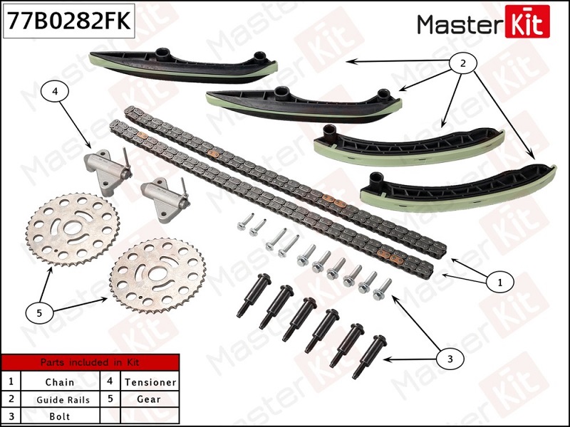 Комплект цепи ГРМ INFINITI QX50 Masterkit 77B0282FK