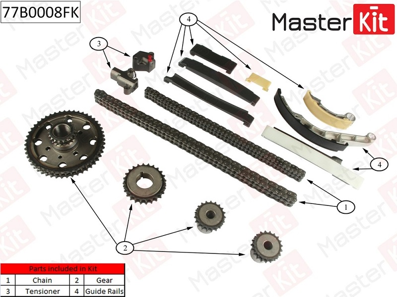 Комплект цепи ГРМ NISSAN Almera Masterkit 77B0008FK