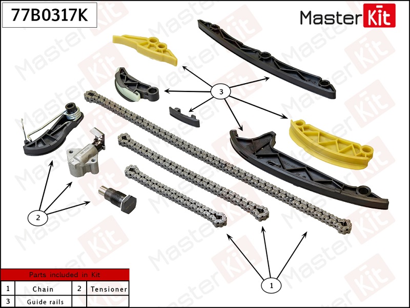 Комплект цепи ГРМ HAVAL F7 Masterkit 77B0317K