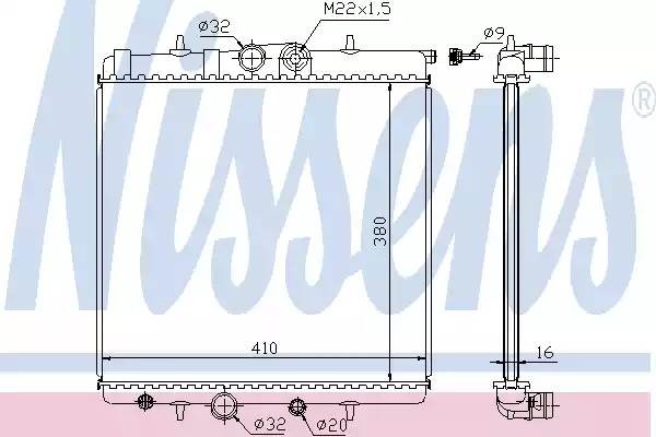 Радиатор охлаждения PEUGEOT 307 Nissens 63691
