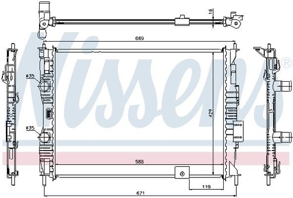 Радиатор охлаждения NISSAN Qashqai Nissens 67363