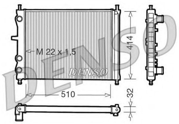 Радиатор охлаждения FIAT Brava Denso DRM09024