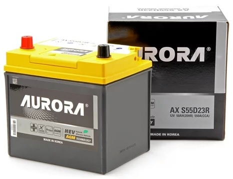 Аккумуляторная батарея AGM AURORA AX S55D23R (12В, 50А/ч)