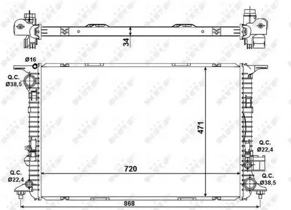 Радиатор охлаждения AUDI A8 Nrf 58439