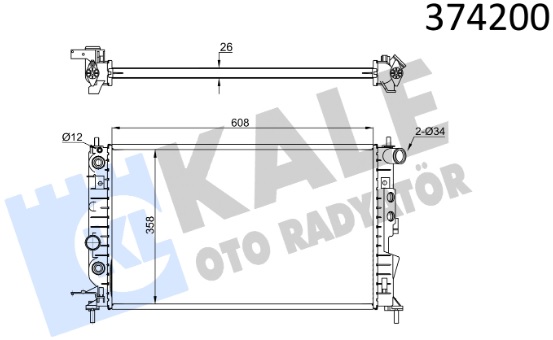 Радиатор охлаждения OPEL Vectra B Kale 374200