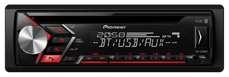 Автомагнитола Pioneer DEH-S3000BT, USB, CD, 1DIN, 4x50Вт