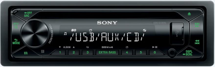 Автомагнитола Sony CDX-G1302U, USB, CD, 1DIN, 4x55Вт