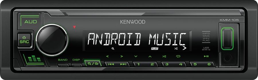 Автомагнитола Kenwood KMM-105GY, USB, 1DIN, 4x50Вт