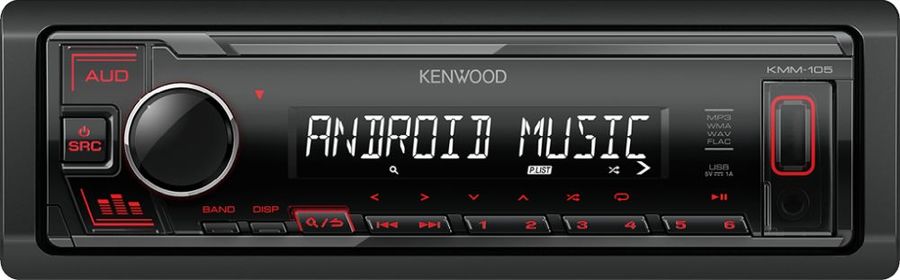 Автомагнитола Kenwood KMM-105RY, USB, 1DIN, 4x50Вт