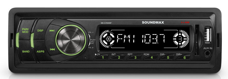 Автомагнитола Soundmax SM-CCR3050F, USB, 1DIN, 4x45Вт