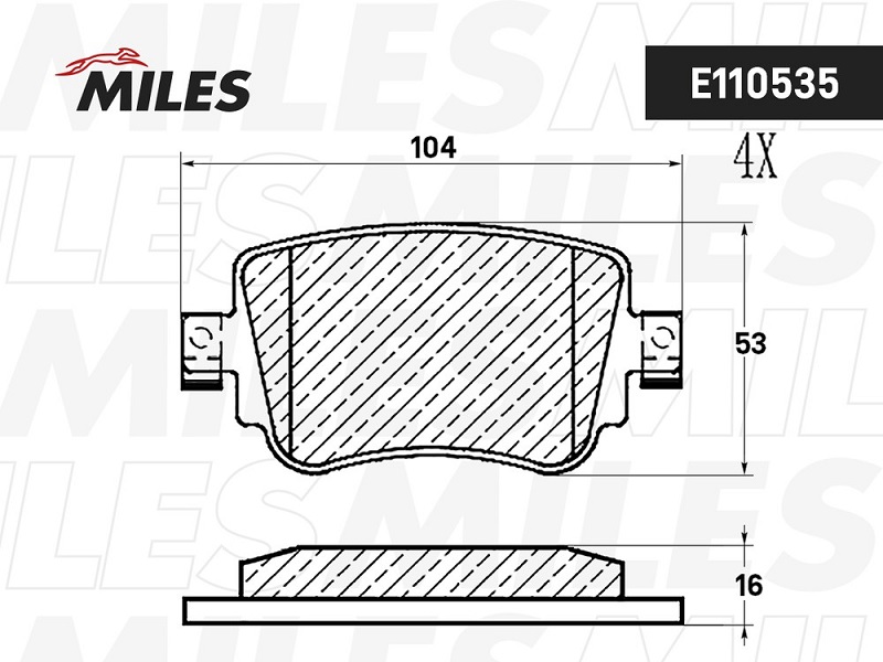 Колодки тормозные, дисковые SKODA OCTAVIA Miles E110535