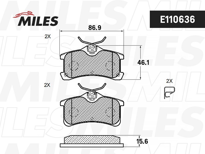 Колодки тормозные, дисковые TOYOTA AVENSIS Miles E110636