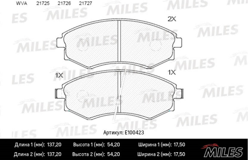 Колодки тормозные, дисковые HYUNDAI ELANTRA Miles E100423