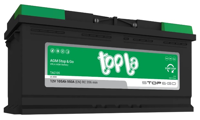 Аккумулятор TOPLA 114105 AGM Stop&Go L6 105 А/ч Обратная R+ 394x175x190 EN950 А