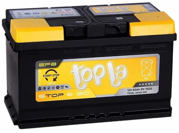 Аккумулятор TOPLA 112080 EFB Stop&Go 80 А/ч Обратная R+ 315x175x190 EN800 А