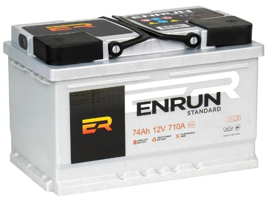 Аккумулятор ENRUN ES740 Standart 74 А/ч Обратная R+ 278х175х175 EN710 А