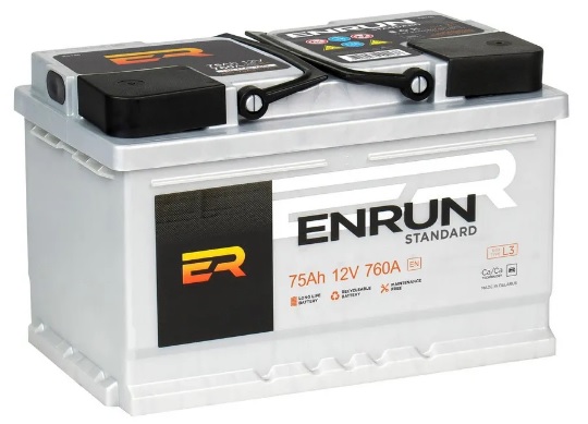 Аккумулятор ENRUN ES750 Standart 75 А/ч обратный R+ 278x175x190 L3 EN 760 А