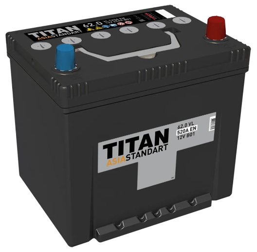 Аккумулятор TITAN 4607008886962 ASIA STANDART 62 А/ч Обратная R+ 230x175x221 EN520 А